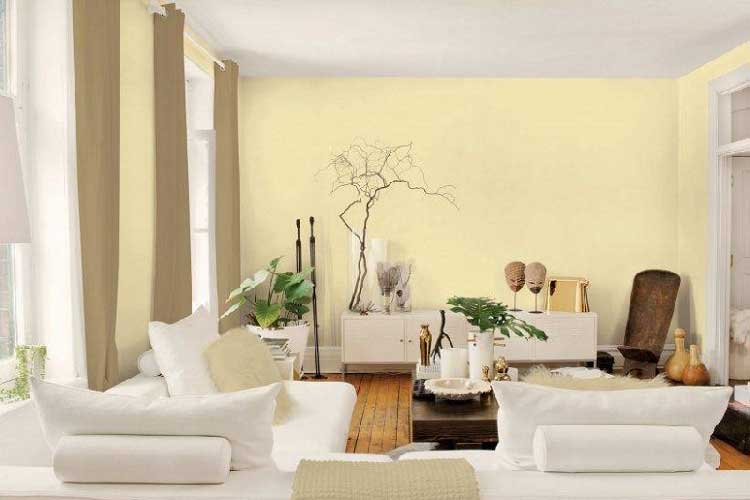 Lựa chọn màu sơn phòng khách nhỏ gam màu vàng