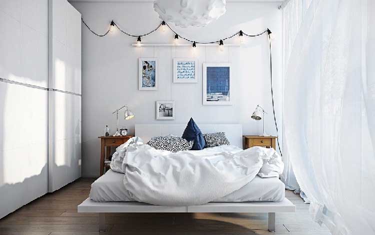 Lựa chọn tông màu trắng cho phòng ngủ nhỏ